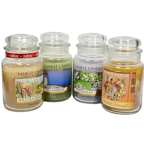 Yankee Candle Lot Wild Sea Grass Sea Harbor Hydrangea Harvest Wreath Used - Picture 1 of 9